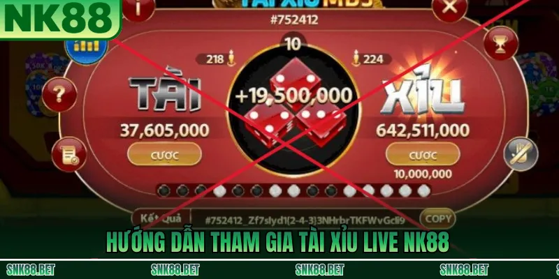 Hướng dẫn tham gia Tài Xỉu Live NK88: đăng nhập, nạp tiền, chọn bàn và đặt cược Tài/Xỉu theo thời gian thực